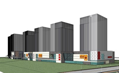 现代高层办公楼草图大师模型，高层办公楼sketchup模型免费下载