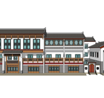 中式居住建筑草图大师模型，古建民俗sketchup模型免费下载