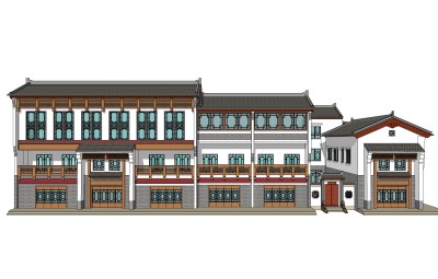 中式居住建筑草图大师模型，古建民俗sketchup模型免费下载