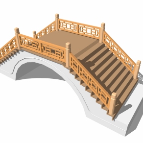 中式拱桥草图大师模型，拱桥sketchup模型免费下载