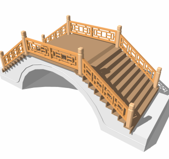 中式拱桥草图大师模型，拱桥sketchup模型免费下载