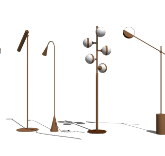 现代造型金属落地灯组合su模型下载、造型金属落地灯组合草图大师模型下载