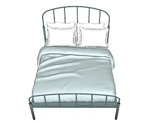 现代极简风格双人床的草图模型，双人床草图大师模型下载
