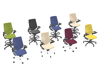 现代<em>简约办公</em>椅组合skp模型，办公椅skb文件下载