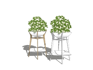 <em>燕子</em>掌植物盆栽组合草图大师模型，盆栽sketchup模型