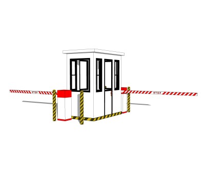 现代门卫岗亭草图大师模型，门卫岗亭skp文件下载