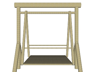 中式实木秋千吊椅sketchup模型下载，吊椅草图大师模型