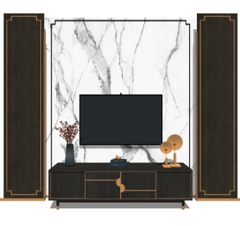 现代简约电视柜组合草图大师模型，电视柜su模型下载