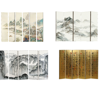 中式屏风免费su模型，屏风skp模型下载