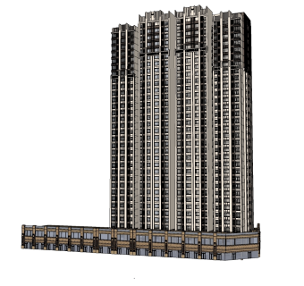 欧式住宅楼草图大师模型，住宅楼skp文件下载