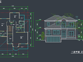 别墅单体方案CAD施工图下载、别墅单体方案dwg文件下载