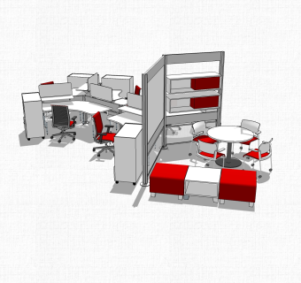 办公用品办公桌sketchup模型，办公桌skp模型，办公桌su素材下载