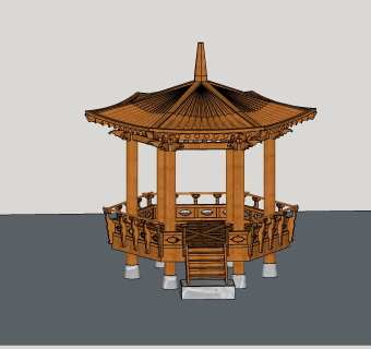 中式木亭SU模型下载，木亭skp模型下载