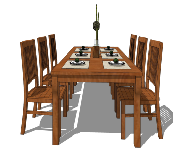 现代餐桌椅免费su模型，餐桌椅skp模型下载