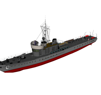 现代扫雷舰草图大师模型，扫雷舰sketchup模型下载