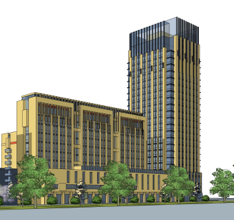 欧式高层办公楼草图大师模型，高层办公楼sketchup模型免费下载