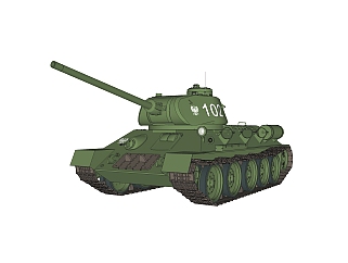 苏联T-34中型<em>坦克su模型</em>，坦克草图大师模型下载