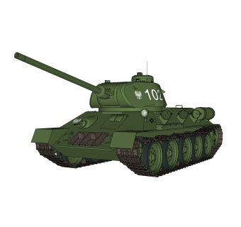 苏联T-34中型坦克su模型，坦克草图大师模型下载
