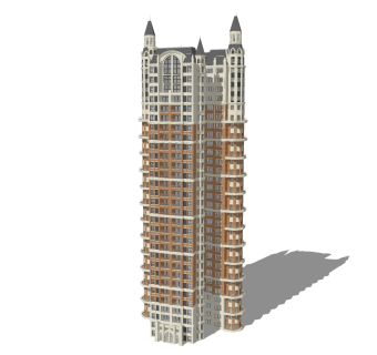 欧式住宅楼草图大师模型，住宅楼su模型下载