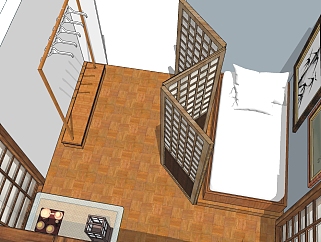 日式卧室skb模型分享，卧室草图大师模型