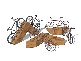 现代<em>自行车</em>组合草图大师模型，<em>自行车</em>sketchup模型下载