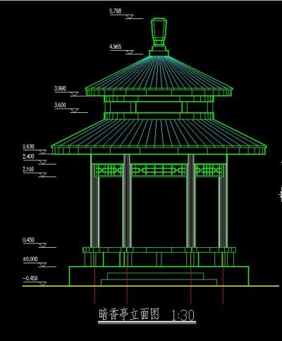 现代景观亭CAD图纸，现代景观亭CAD施工图下载