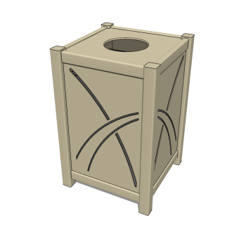 现代金属垃圾桶草图大师模型，垃圾桶SU模型下载