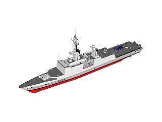现代<em>法国</em>拉法耶特级盖普拉特号护卫舰su模型，护卫舰...
