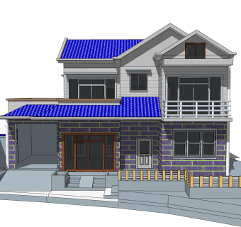 现代风格别墅草图大师模型下载，别墅SKP模型下载