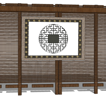 中式景观墙sketchup模型下载，景观墙草图大师模型