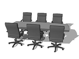 会议桌草图大师模型，会议桌skp模型下载