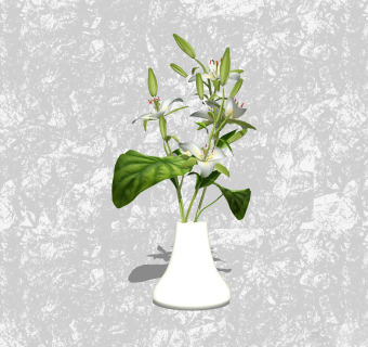 百合插花草图大师模型，花艺花瓶sketchup模型下载