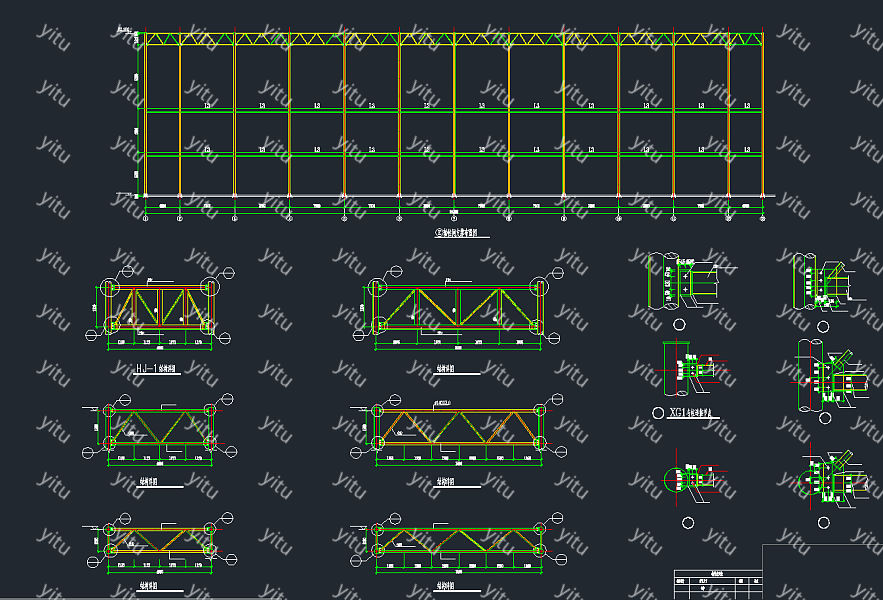 某三層鋼管桁架廠房結構施工圖結構施工圖cad圖紙下載