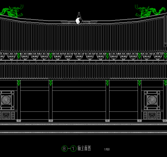 道家仿古建筑大殿建施图，大殿CAD建筑图纸下载