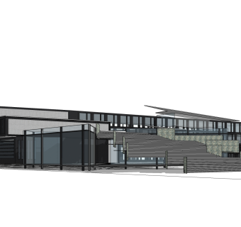 现代办公楼外观草图大师模型，办公楼外观sketchup模型免费下载