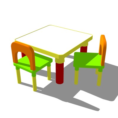 现代幼儿园桌椅草图大师模型，儿童桌椅su模型下载