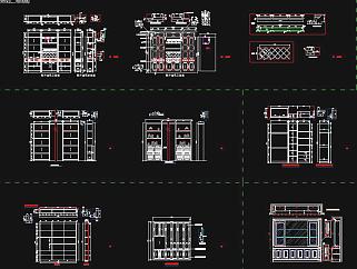 整木酒柜衣柜配件柜门柜体CAD图库，酒柜原创CAD施工图下载