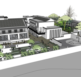 中式休闲建筑会所模型，sketchup模型免费下载