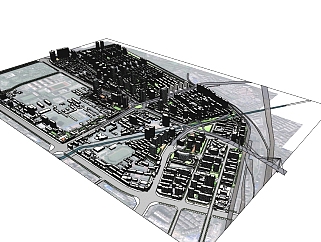 现代城市<em>规划设计</em>草图大师模型，城市规划sketchup模型