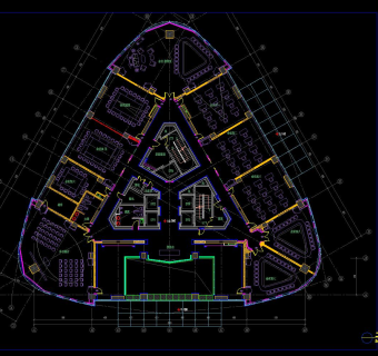 CBD写字楼装饰CAD施工图，CAD建筑图纸免费下载