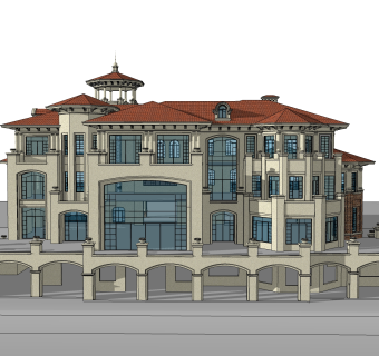 欧式别墅SU模型，别墅SKP模型下载