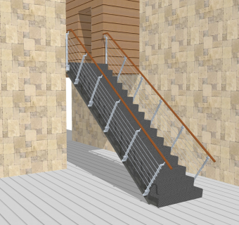 现代钢结构单跑楼梯草图大师模型，钢结构单跑楼梯sketchup模型免费下载