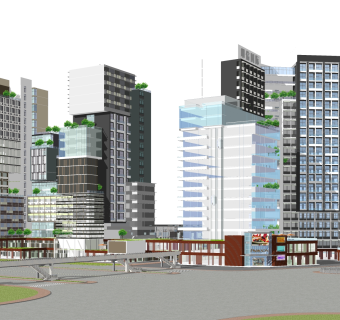 现代办公楼草图大师模型，办公楼sketchup模型免费下载