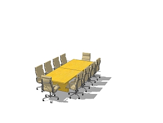 现代会议桌草图大师模型，会议桌sketchup模型下载
