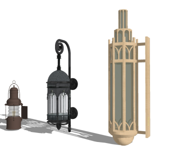 欧式造型壁灯组合草图大师模型，造型壁灯组合sketchup模型下载