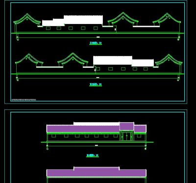 仿古四合院办公建筑施工图，四合院CAD图纸下载