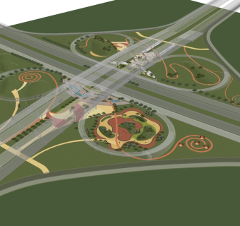 现代高速公路景观草图大师模型，高速公路sketchup模型下载