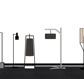 现代家庭家居落地灯su模型下载、家庭家居落地灯草图大师模型下载