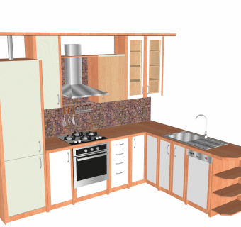现代厨房柜免费su模型，厨房柜skp模型下载