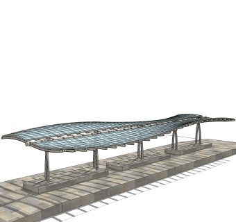 现代雨棚su免费模型，雨棚草图大师模型下载